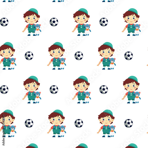 Children's pattern, baby and soccer ball