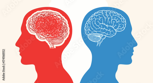 Visualize analytical and creative thinking with striking brain illustration, showcasing mental health and cognitive functions