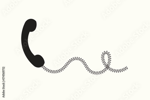 telephone with coiled cord in vector