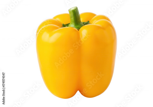 Bright yellow bell pepper isolated on a transparent background
