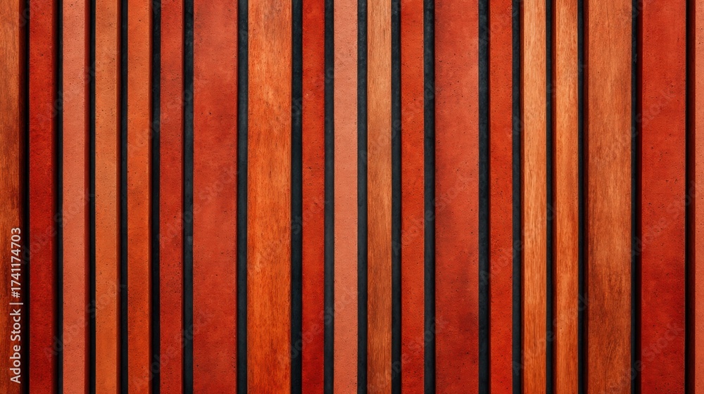 Naklejka premium Slow bar coffee, A textured surface featuring alternating strips of warm wood tones and dark elements, creating a visually appealing pattern.