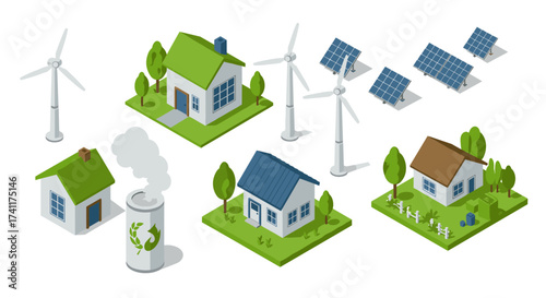 Eco-friendly energy solutions: wind turbines and solar panels with sustainable homes