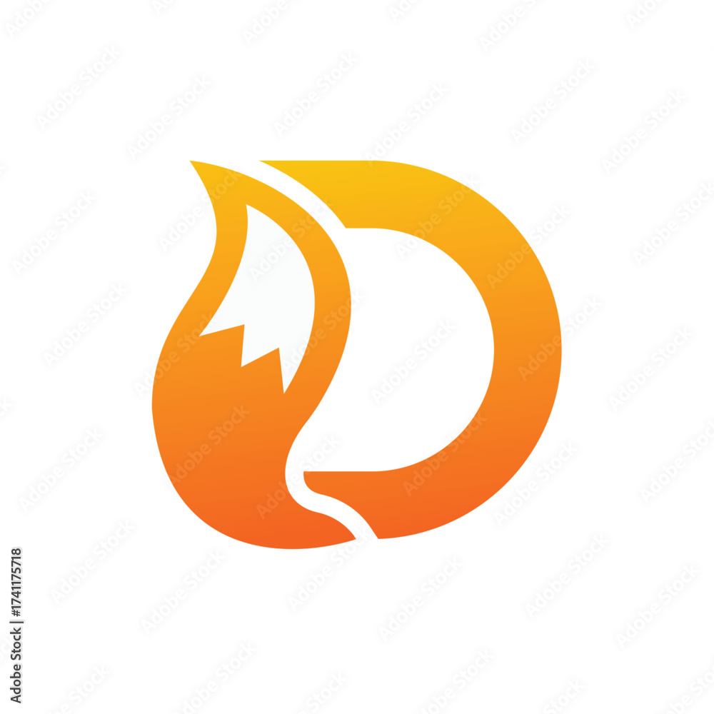 Fototapeta premium Abstract fire logo Letter D