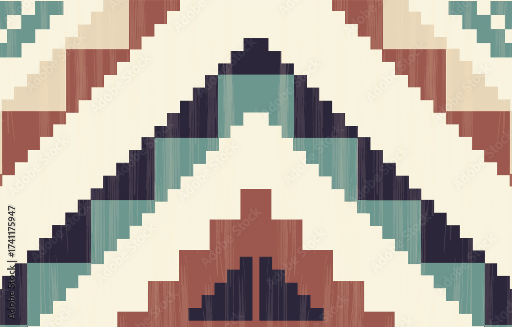 Fototapeta premium Geometric ethnic pattern seamless, Native American ethnic design, Southwestern decor design for background ,curtain, carpet, wallpaper, clothing, wrapping, Batik, vector illustration.