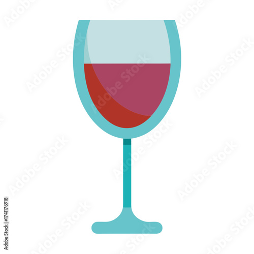 Stylized illustration of a wine glass with red wine isolated on white background