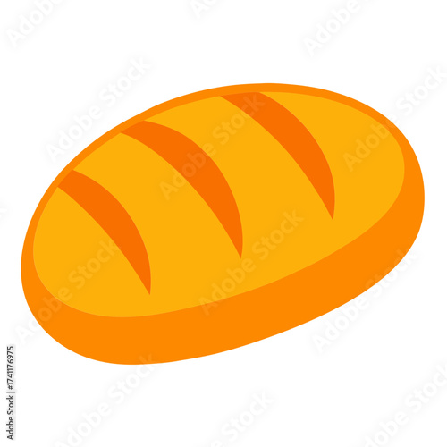 Stylized loaf of bread isolated on white background