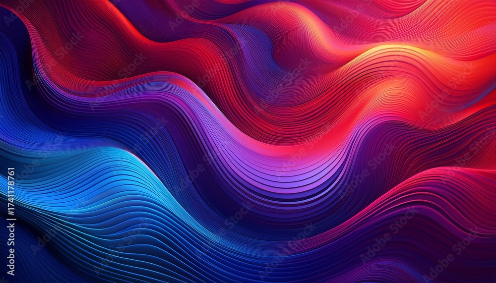 Fototapeta premium abstract wavy lines with vibrant blue purple and red gradient