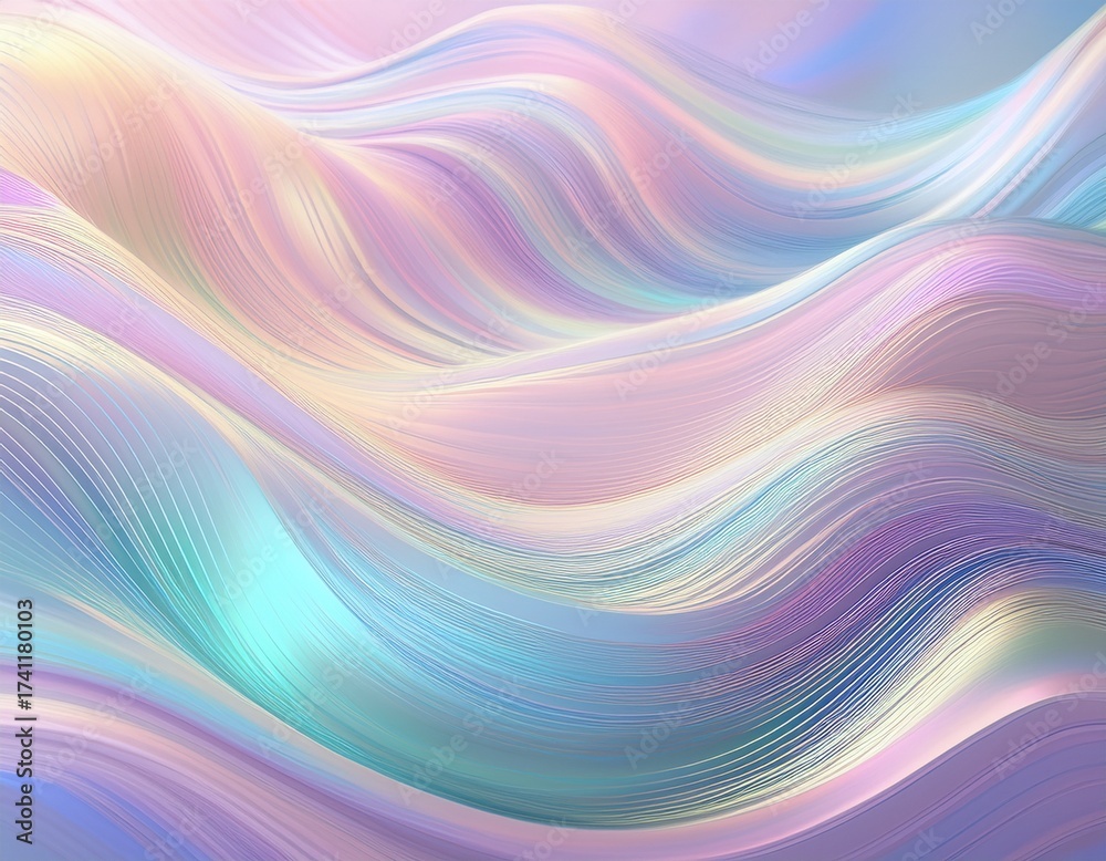 Obraz premium soft pastel wavy lines with a gentle iridescent shimmer