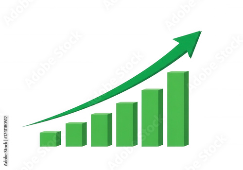 Green growth chart arrow isolated on a transparent background