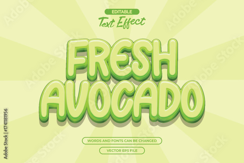 Fresh avocado editable text effect 3d cartoon text style