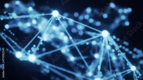 Abstract digital connections and glowing nodes on dark background  