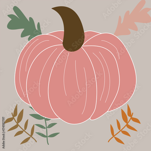 pumpkin with leaves