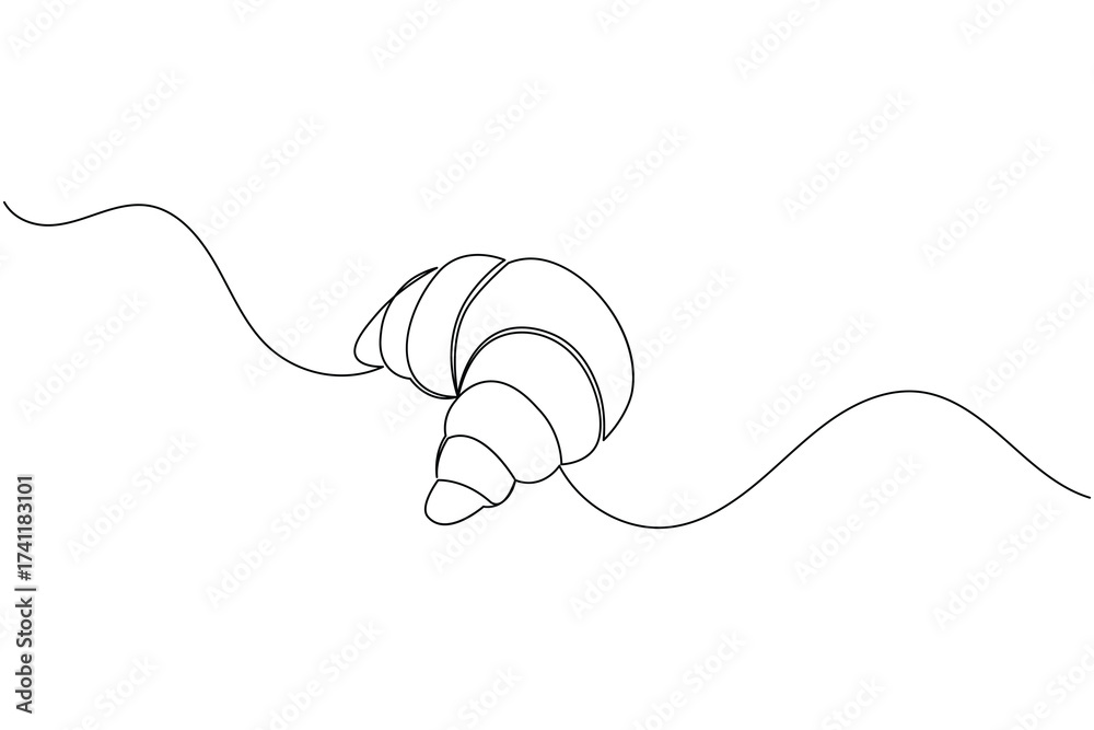 Obraz premium Croissant continuous one line drawing minimalist bakery pastry illustration