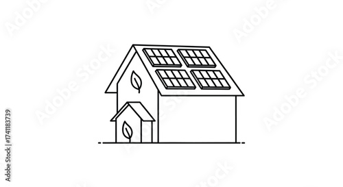 Sustainable home with solar panels and eco-friendly design elements
