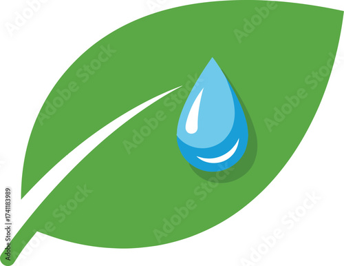 Fresh green leaf with water droplet glistens for natural purity ads