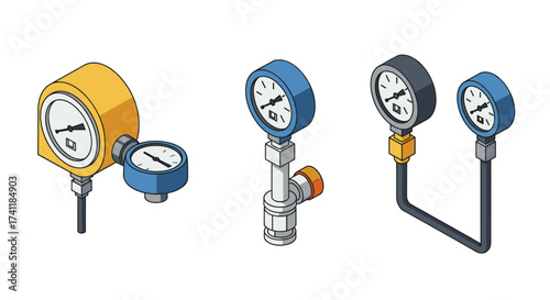 Isometric gauge set for industrial and mechanical design projects