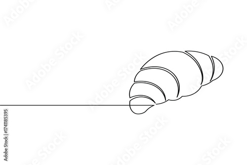 Croissant continuous one line drawing minimalist bakery pastry illustration