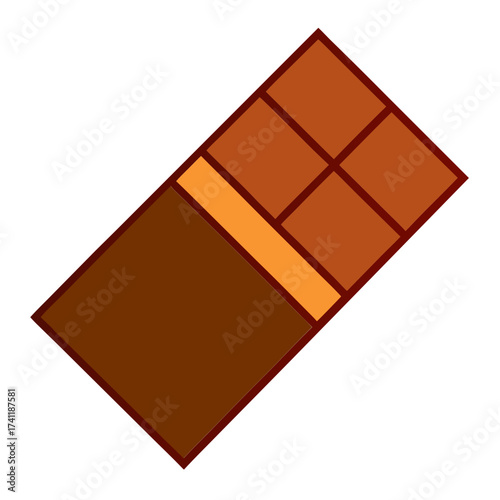 Stylized chocolate bar isolated on white background