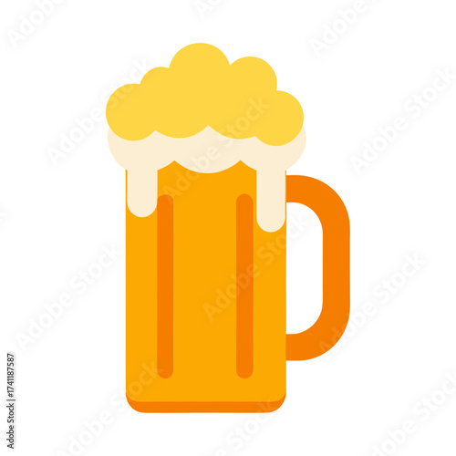 Illustration of a frothy beer mug isolated on white background