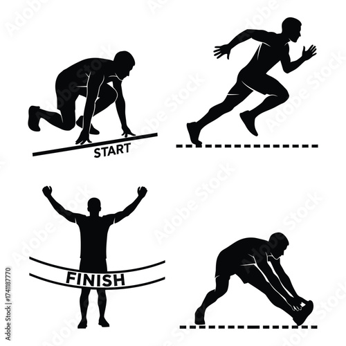 Dynamic silhouettes capturing the excitement of track and field athletics and running competitions silhouette