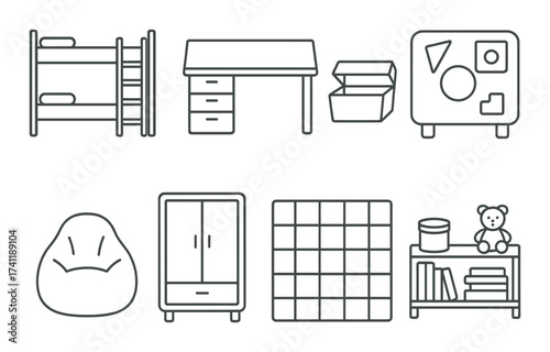 Construction icons: engineer, documents, architecture, tools, and equipment symbols.