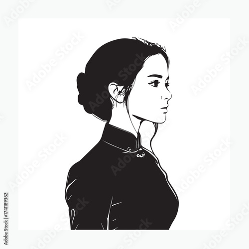 silhouette of an Asian woman