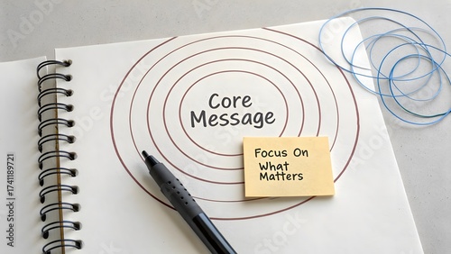 A paper with concentric circles and the words Core Message