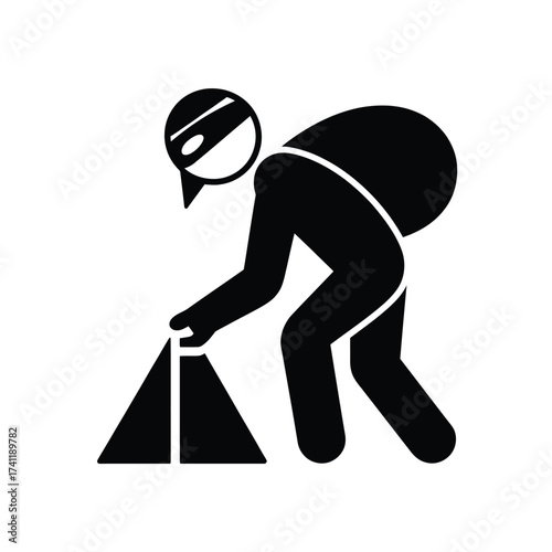 Silhouette of a burglar stealing from a tent