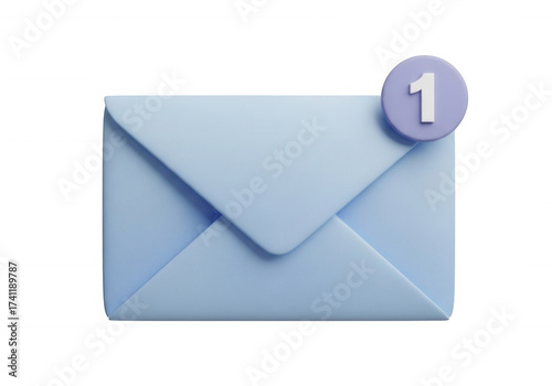 Pastel envelope notification isolated on a transparent background