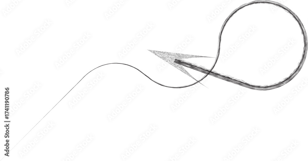 Obraz premium Curved arrow .Graffiti spiral line art design . Looped grungy arrow logo . Spray effect .Grunge curly arrow . Distressed element .Grunge swirly arrow vector. Spray paint curve direction design.