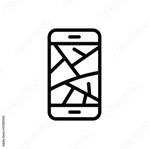 Icon of a smartphone with a cracked screen