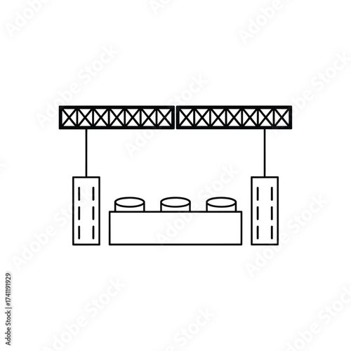 Simple stage setup with speakers and lighting truss