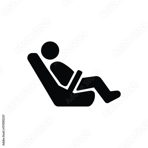 Icon of a person in a reclined seat with a seatbelt