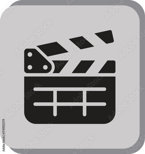 Professional clapperboard icon, represents filmmaking and cinema