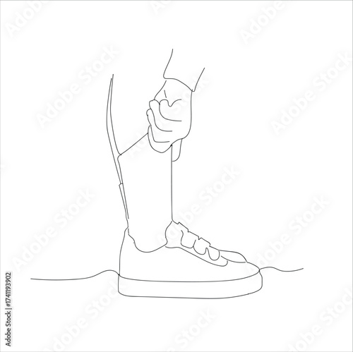 hands pulling socks. socks and shoes