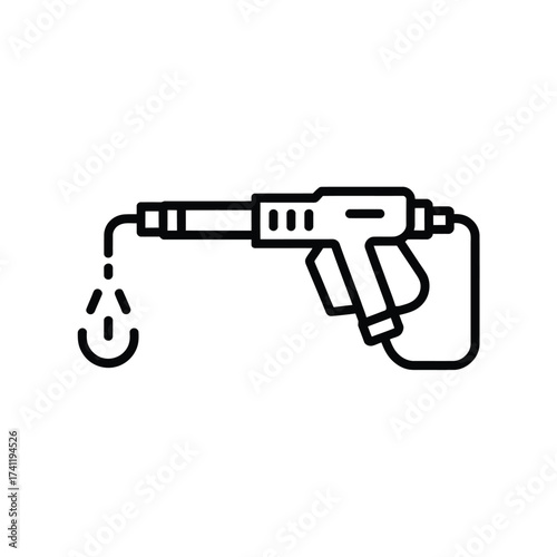 Line art icon of a pressure washer spraying water