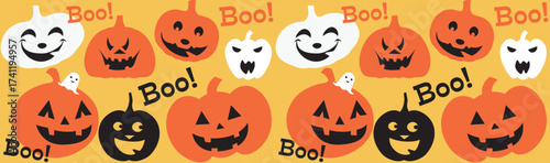 Halloween Pumpkins. Halloween Background Pattern. Vector Template For Banner
