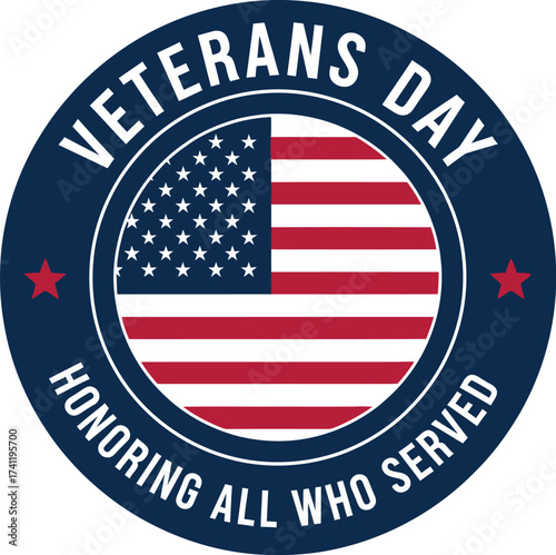Veterans day honoring all who served american flag illustration