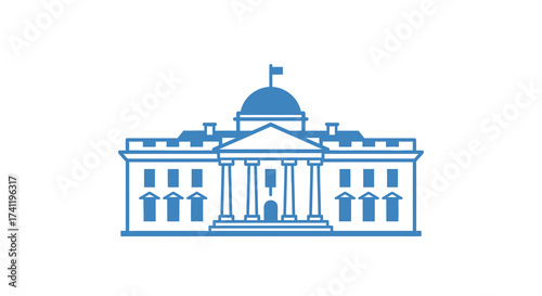 Simple Outline Building Illustration of Famous Governmental House Landmark