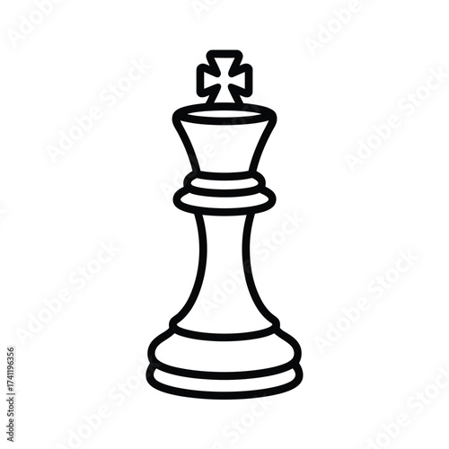 Simple outline of a chess king piece on white background