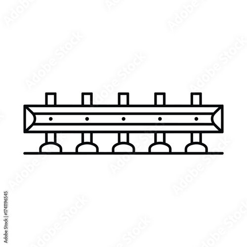 Simple line drawing of a beer tap system with multiple taps