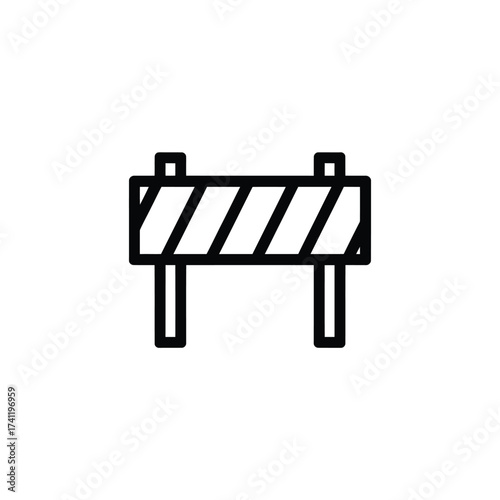 Simple line art icon of a construction barrier