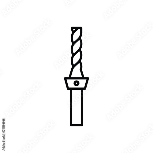 Line art icon of a twisted drill bit