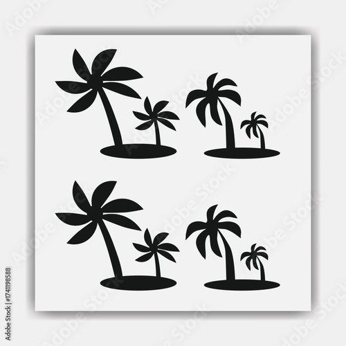   Palm tree silhouettes. black palm tree shapes isolated vector
