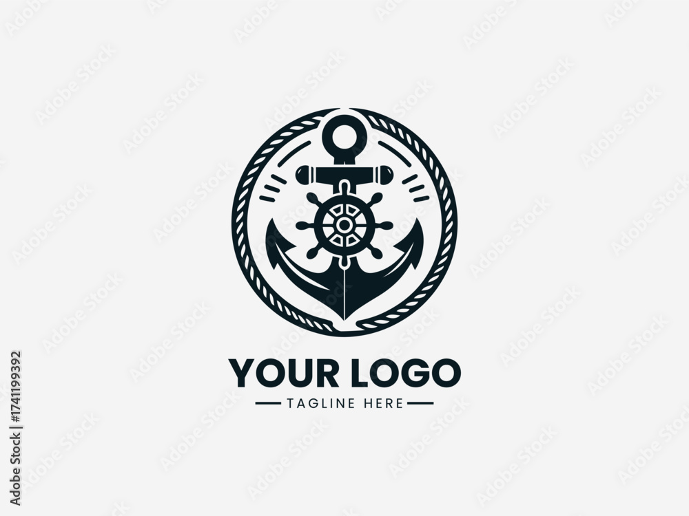 Naklejka premium Boatswain Vector Logo Illustration Nautical Maritime Symbol in Modern Minimalist Style