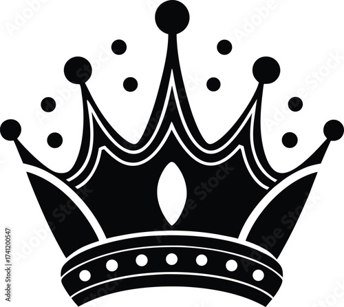 Set of black crown silhouettes on white background vector illustration