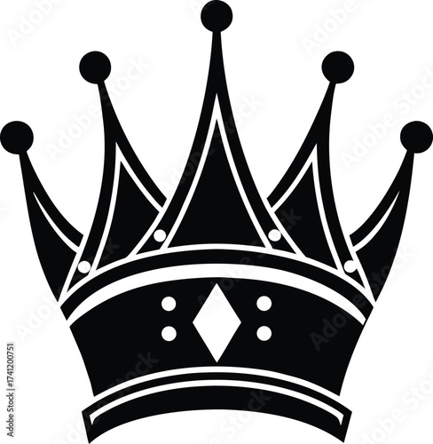 Set of black crown silhouettes on white background vector illustration