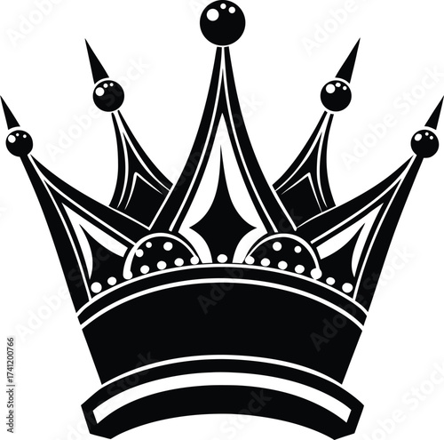 Set of black crown silhouettes on white background vector illustration