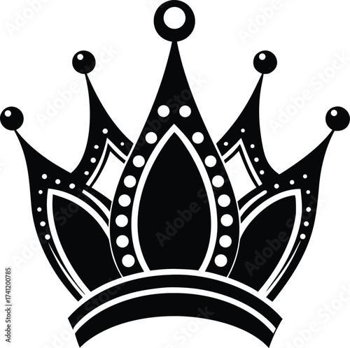 Set of black crown silhouettes on white background vector illustration