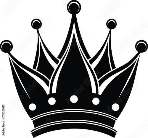 Set of black crown silhouettes on white background vector illustration